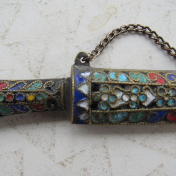 Antique French Cloisonné Knife and Sheath - Picture 3 of 6